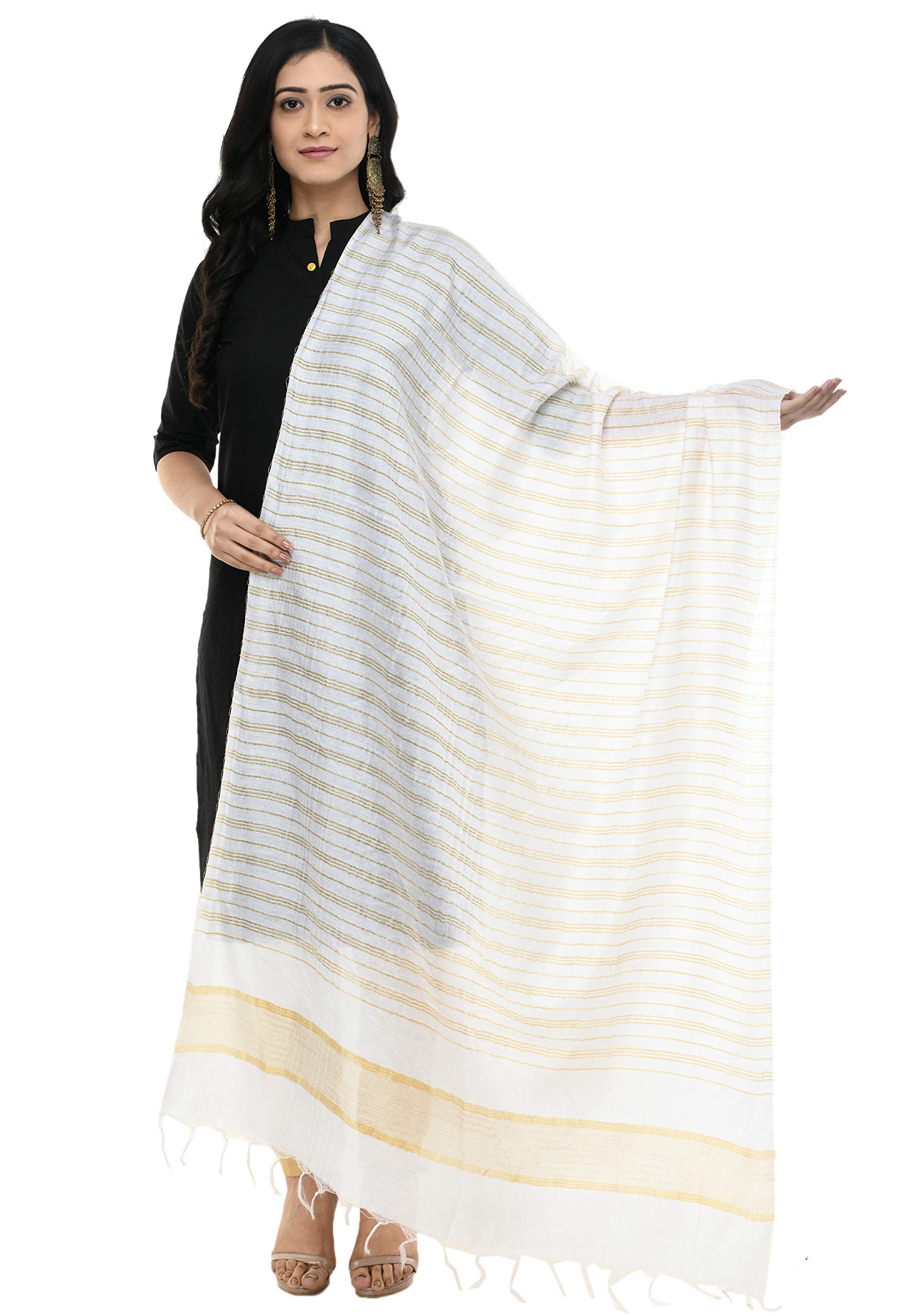 Women's Self Design Cotton Dupatta (ARS0493_White_Free Size)-image-26