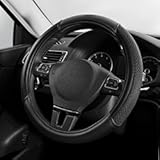 Skechers Air-Cooled Steering Wheel Cover,Leather Car Steering Wheel Cover Universal Fit 14" 1/2-15" Car Wheel Protector for Men Women Fit Suvs,Vans,Sedans,Car,Trucks,Black