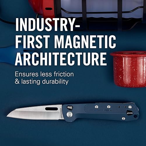 Miniatura 5 de LEATHERMAN Free K2 EDC cuchillo de bolsillo y multiherramienta con bloqueo magnético, asas de aluminio y clip de bolsillo, fabricado en los Estados