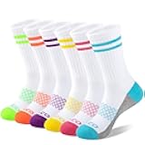 Womens Crew Socks Athletic Calf Work Socks Running Long Cushioned Sole Socks 6 Pairs