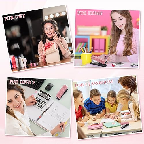 Miniatura 5 de Yexiya Grapadora de diamantes brillantes, regalo para escritorio del día de San Valentín, máquina de diamantes de imitación hecha a mano, bonito kit