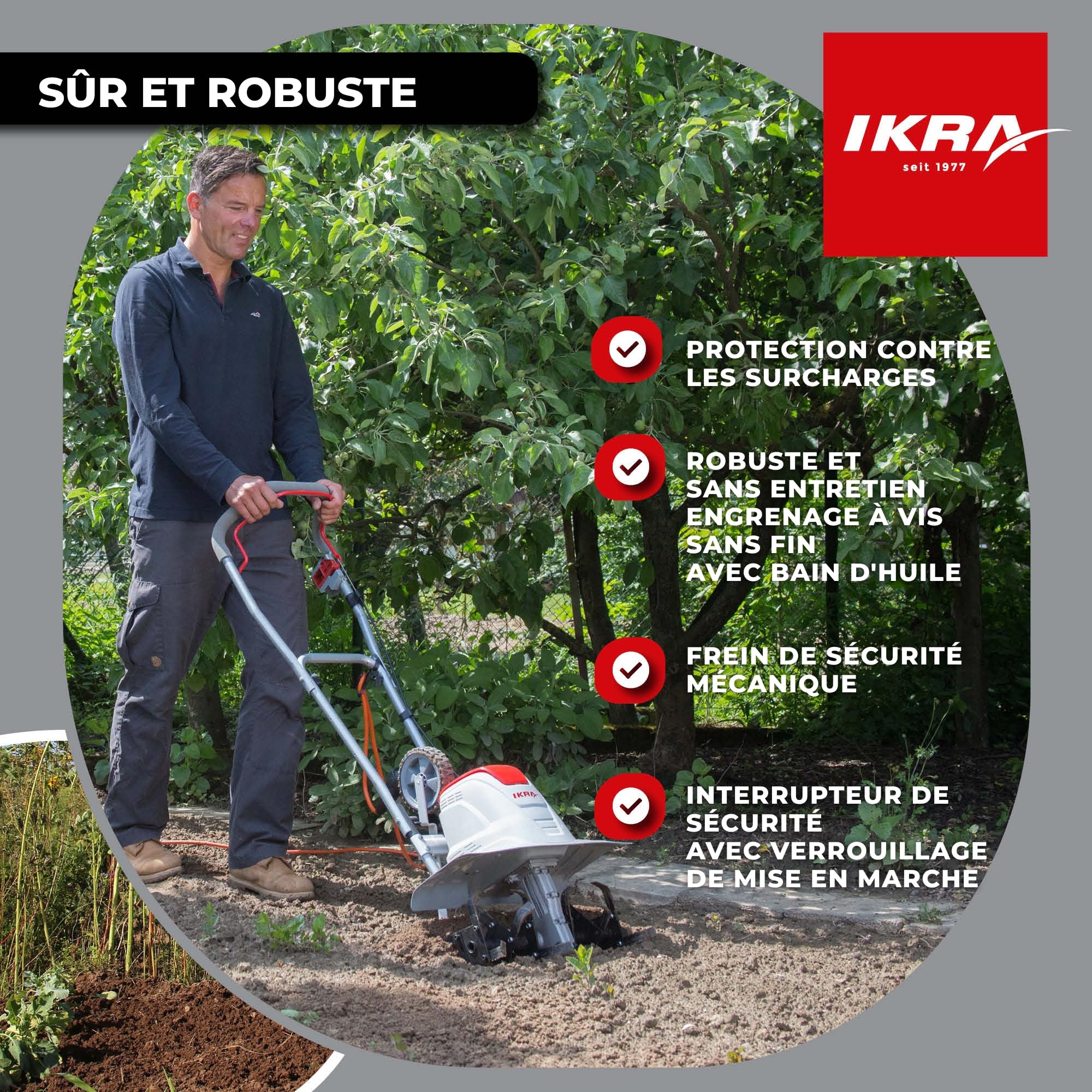 IKRA motobineuse électrique FEM 1500, largeur de travail flexible 17-45cm, très performante, 1500W
