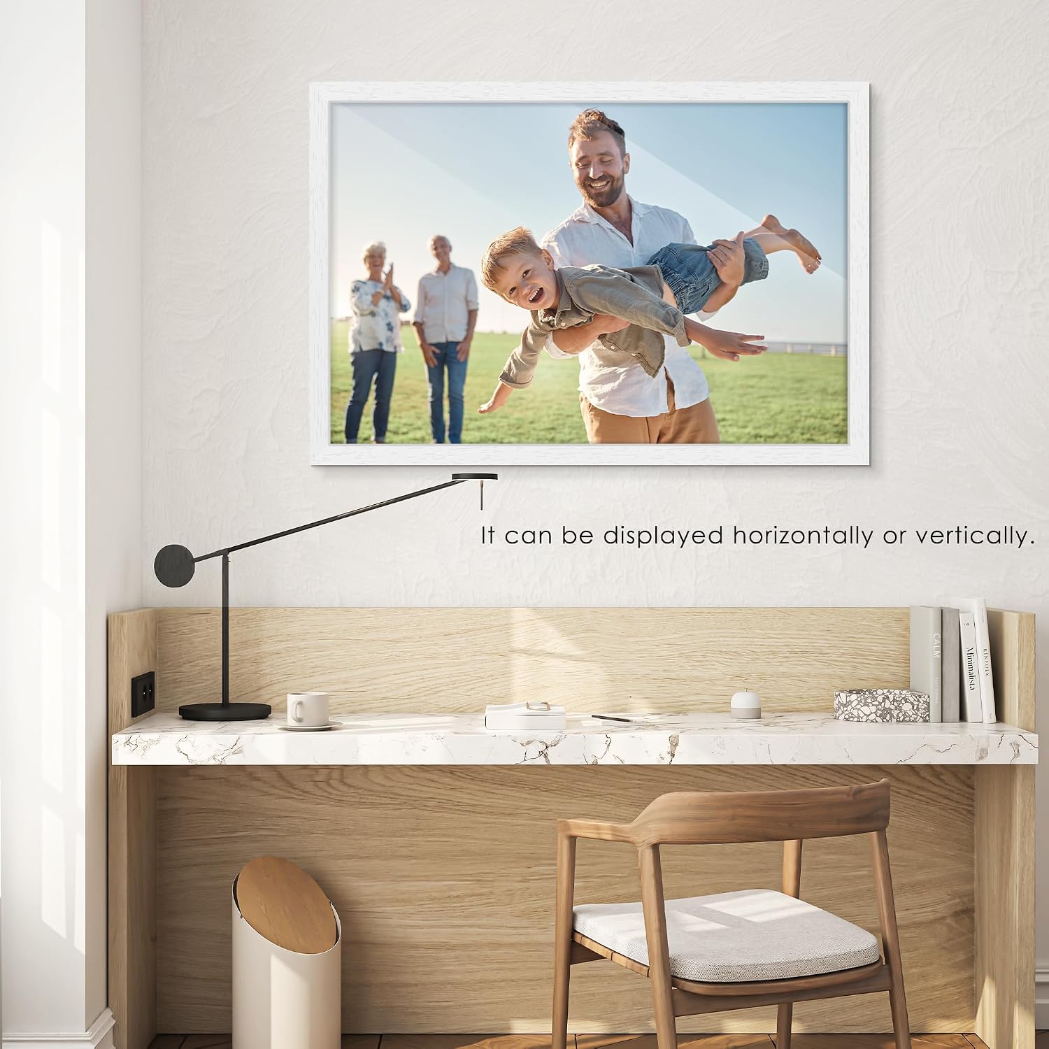 24x36 Solid Wood Core Poster Frame 2 Pack, Poster Frames 24 x 36 inches for Pictures and Art Prints, Textured 36x24 Picture Frame Horizontal or Vertical Wall Mounting, White