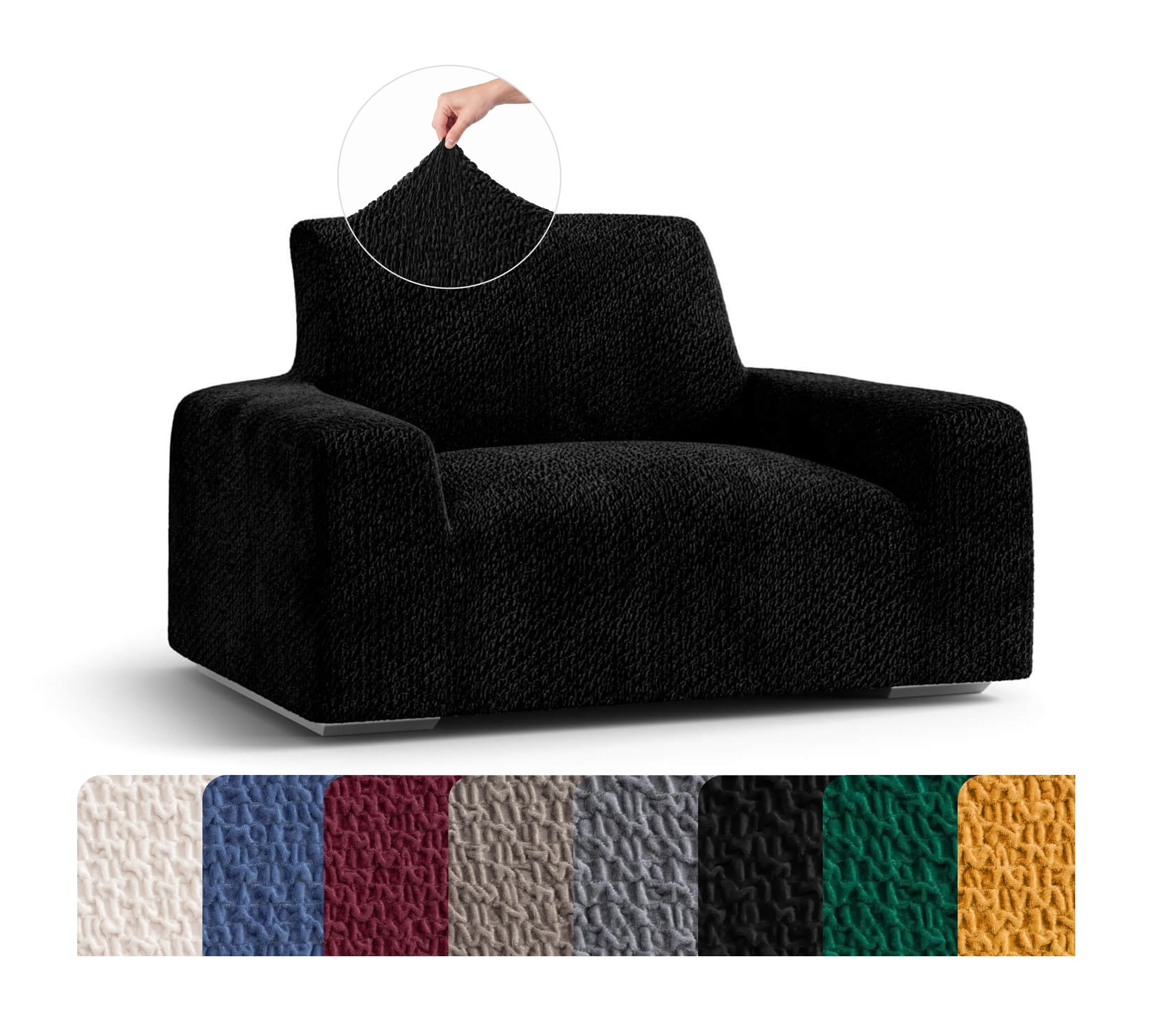 Mamma Mia Covers PAULATO BY GA.I.CO. Sofa Slipcover - Loveseat Slipcover - Stretch Armchair Cover - Soft Polyester Fabric Slip Cover - Velvet Collection - Black (19"-35" Wide)