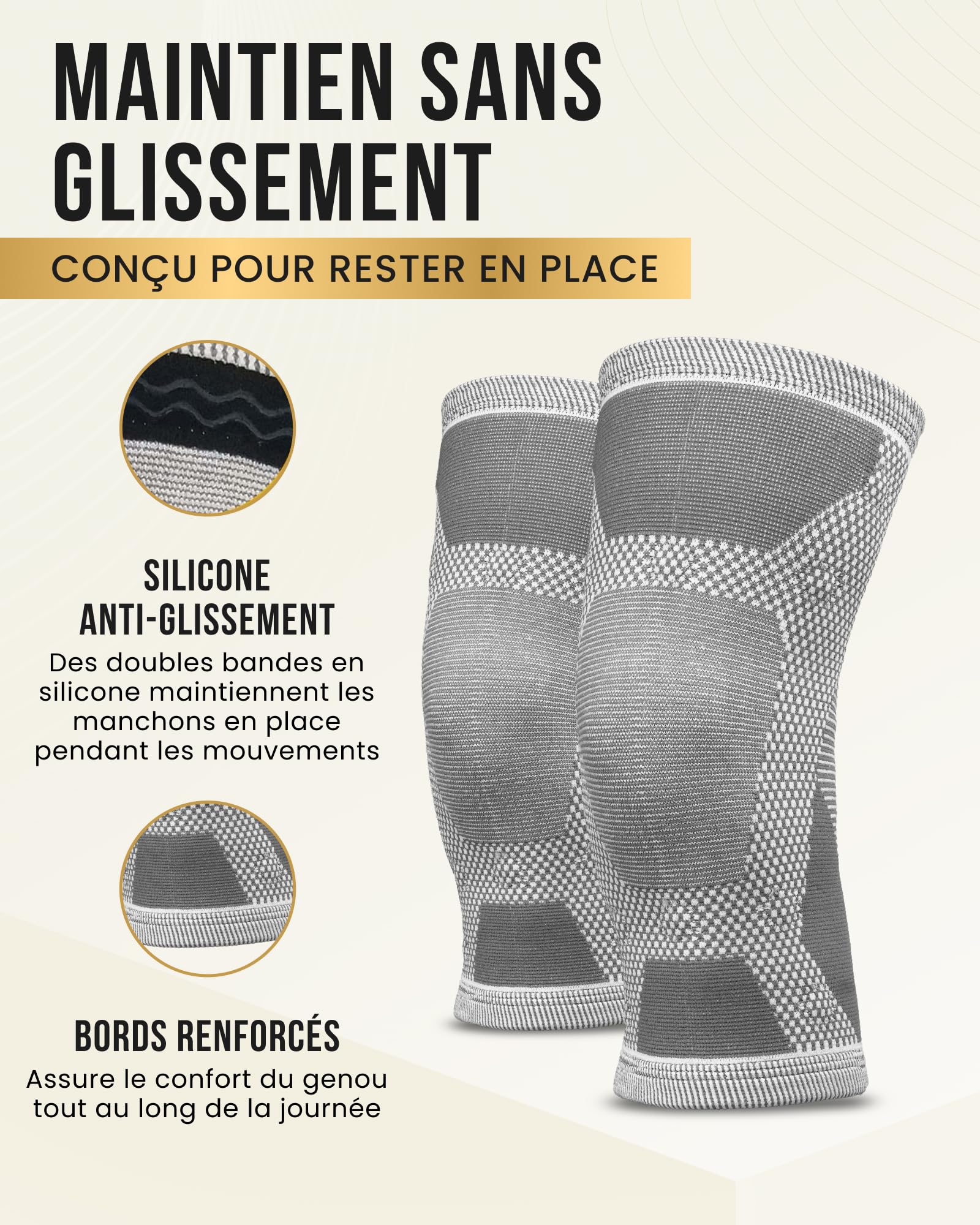 MagnetRX® - Genouillère rotulienne (lot de 2) Manchon de compression pour genoux avec aimants ligamentaire pour le sport maintien du ménisque Taille (Grand)