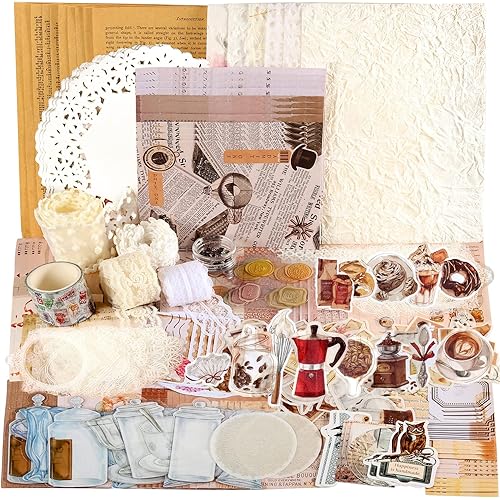 Swcita Scrapbook Supplies, Junk Journal Kit, Scrapbooking Paper and Washi Stickers of Vintage Aesthetic Bullet Journal Kit, DIY Art Craft Gift Journaling Supplies for Adult Teen Girl Women-Life Theme