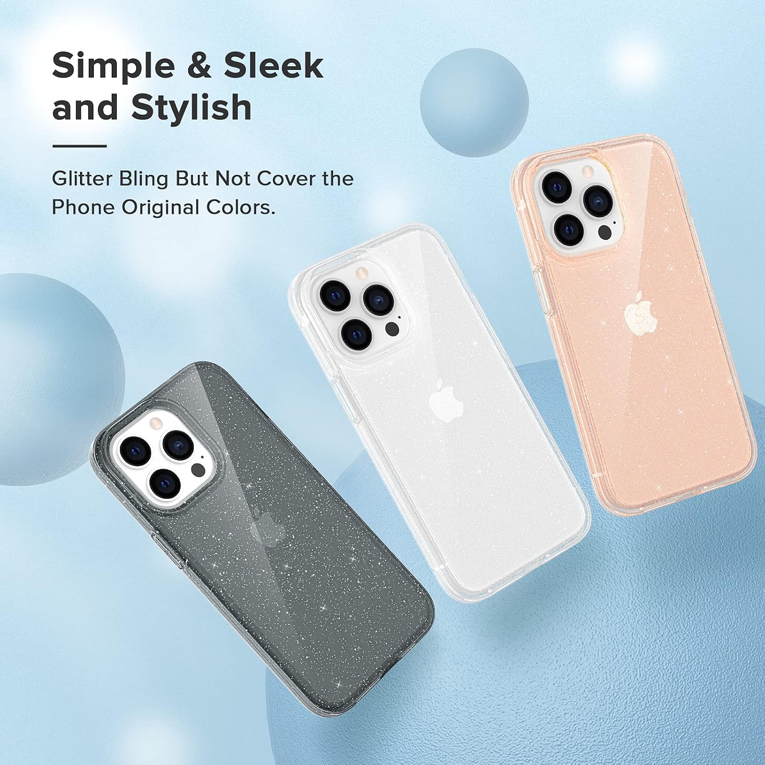 Ruky Glitter Case Compatible with iPhone 13 Pro Max, iPhone 13 Pro Max Case with Screen Protector Crystal Clear Bling for Girls Women Sparkle Case for iPhone 13 Pro Max 6.7", Clear