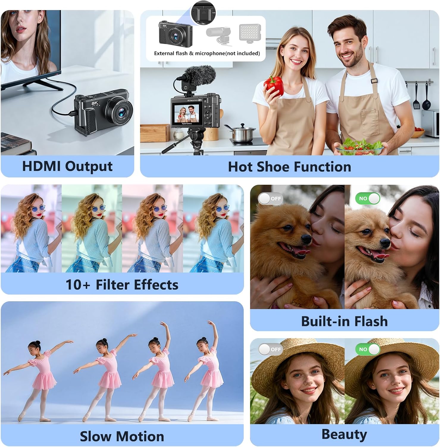 8K Digital Camera for Photography,88MP HD WiFi Vlogging Camera for YouTube with 3" 180° Flip Screen,Autofocus,Compact Camera with 18X Digital Zoom,Flash,32GB TF Card & 2 Batteries(Gunmetal)