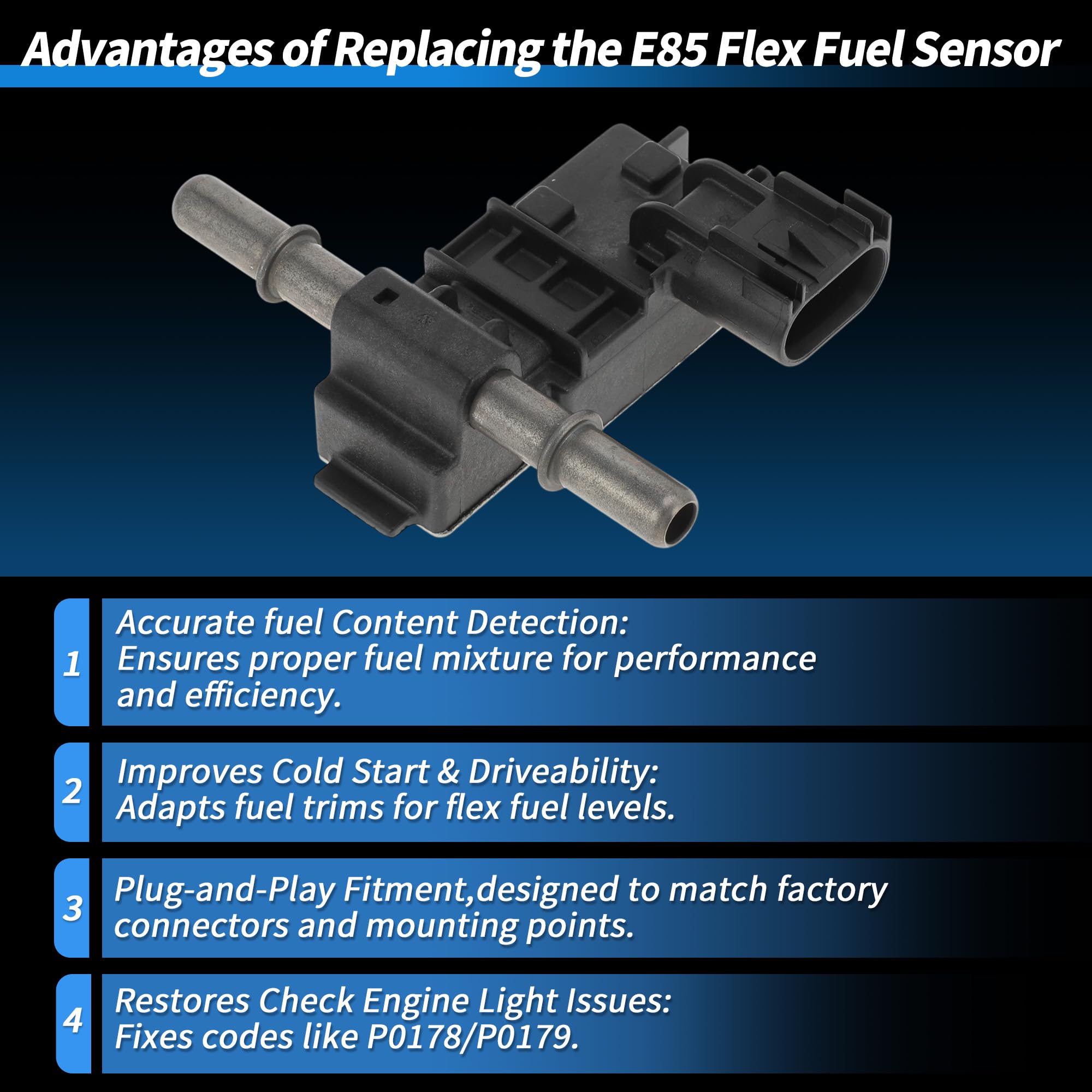 No.13507128 Sensore E85 Flex Fuel per Chevrolet Silverado 1500 2014-2018 per Chevrolet Suburban 2015-2020 per GMC Sierra 1500 2014-2018 per GMC Yukon 2015-2020