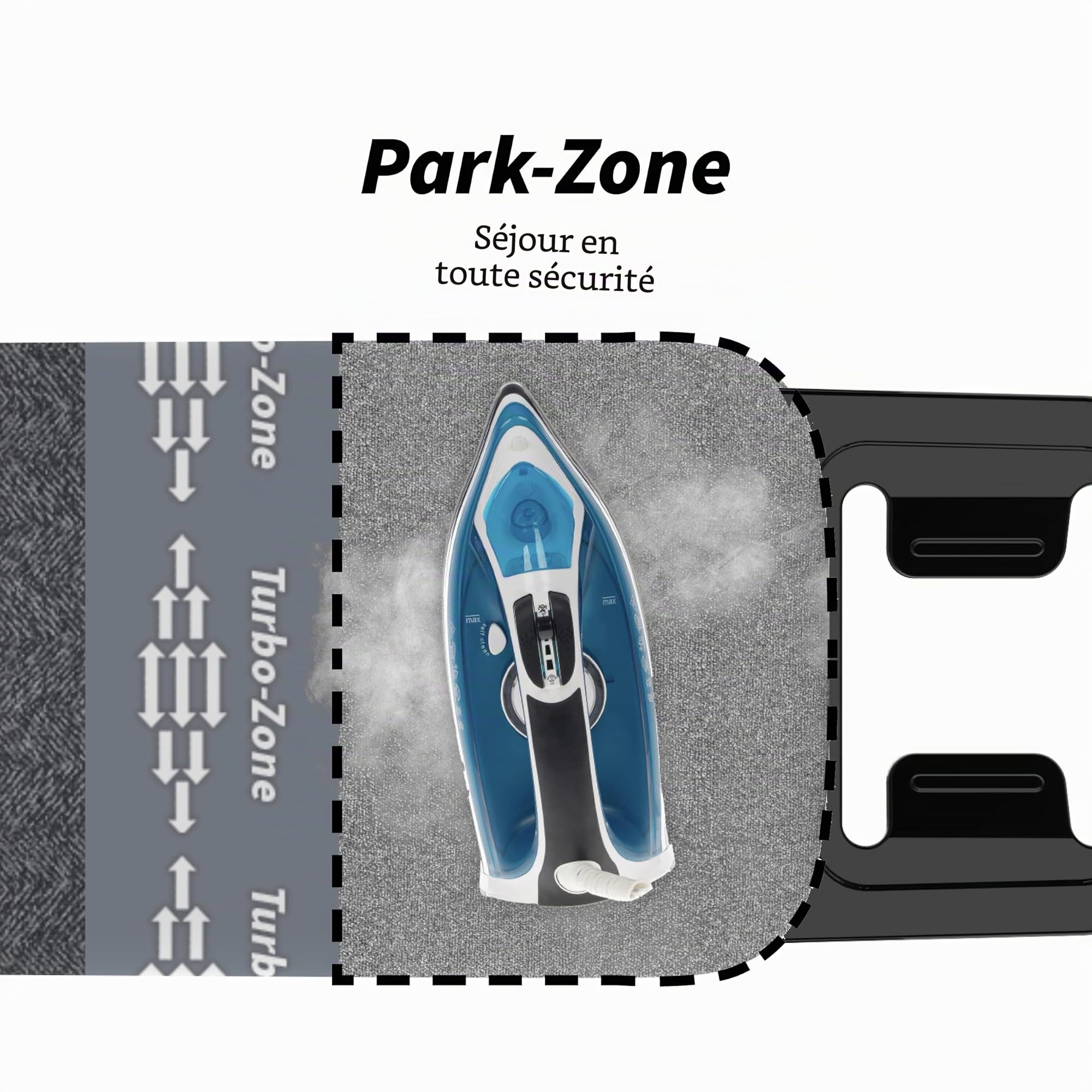 Rörets Planche à Repasser Dual Action Next - Technologie Turbo & Park Zone - Rembourrage et Housse 4 Couches - Hauteur réglable - Surface de Repassage 32 x 108 cm