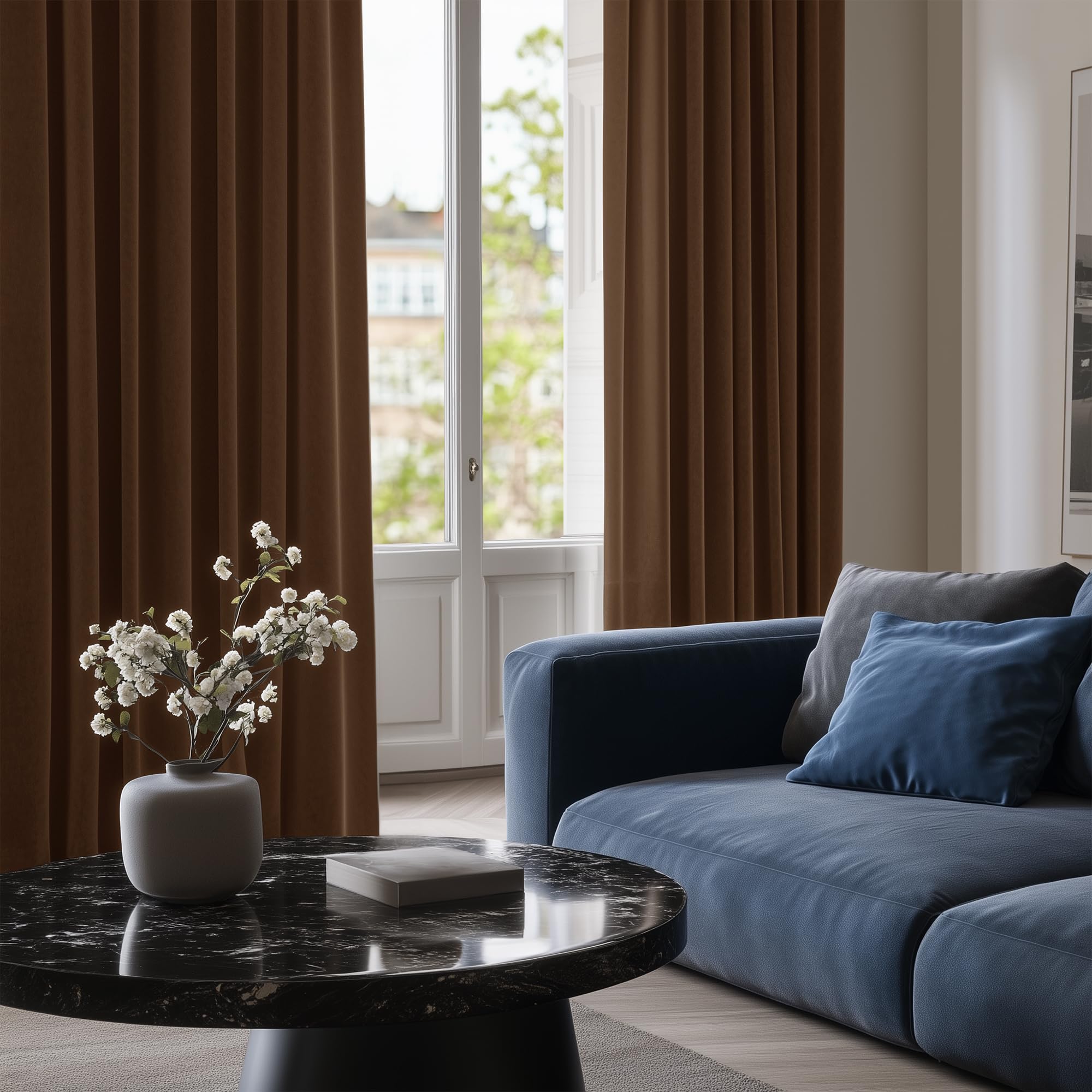 Deconovo Tende Oscuranti per Interni, 2 Pannelli, 140x280 cm, Marrone | Termiche Isolanti Caldo e Freddo, Attenuano i Rumori, Moderne ed Eleganti con Occhielli, per Camera e Soggiorno