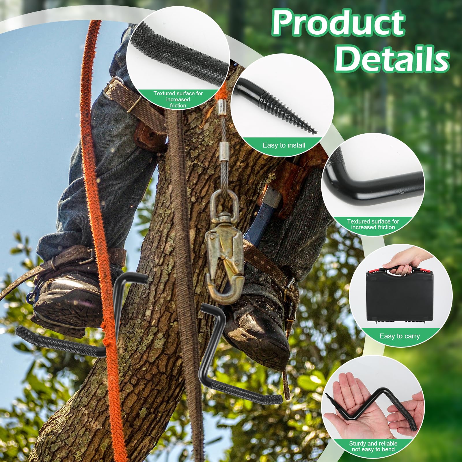 Juego de 16 clavos para trepar árboles, crampones para trepar árboles, crampones para árboles, para practicar escalada de árboles, supervivencia en la selva, recolección de frutas, etc
