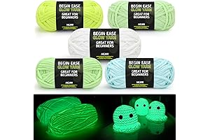 5x50g Glow in the Dark Yarn Set for Easy-to-See Stitches