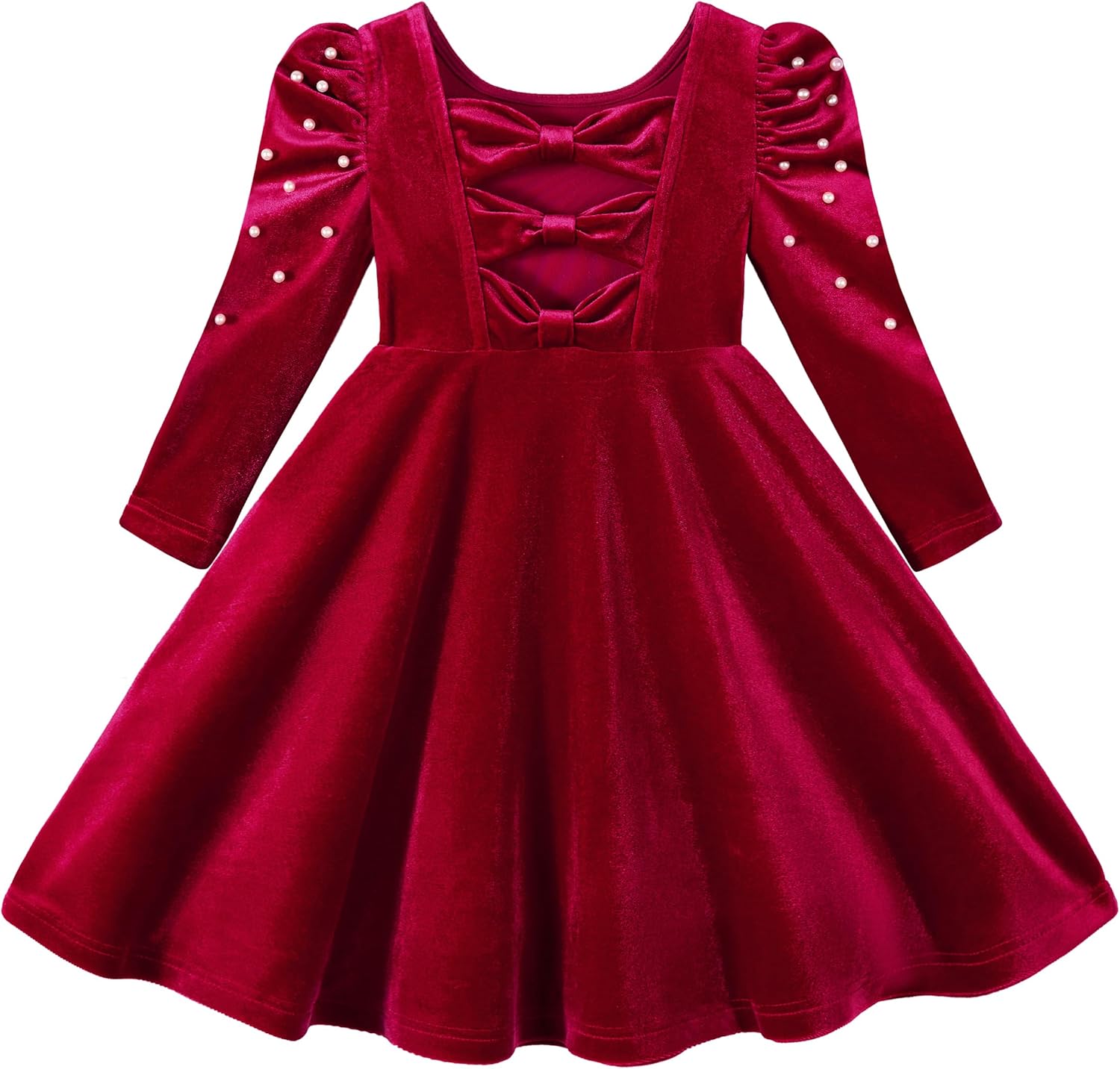 Miipat Toddler Girls Velvet Dress Ruffle Fall Winter Dress Long Sleeve Elegant Wedding Party Dress - Image 6