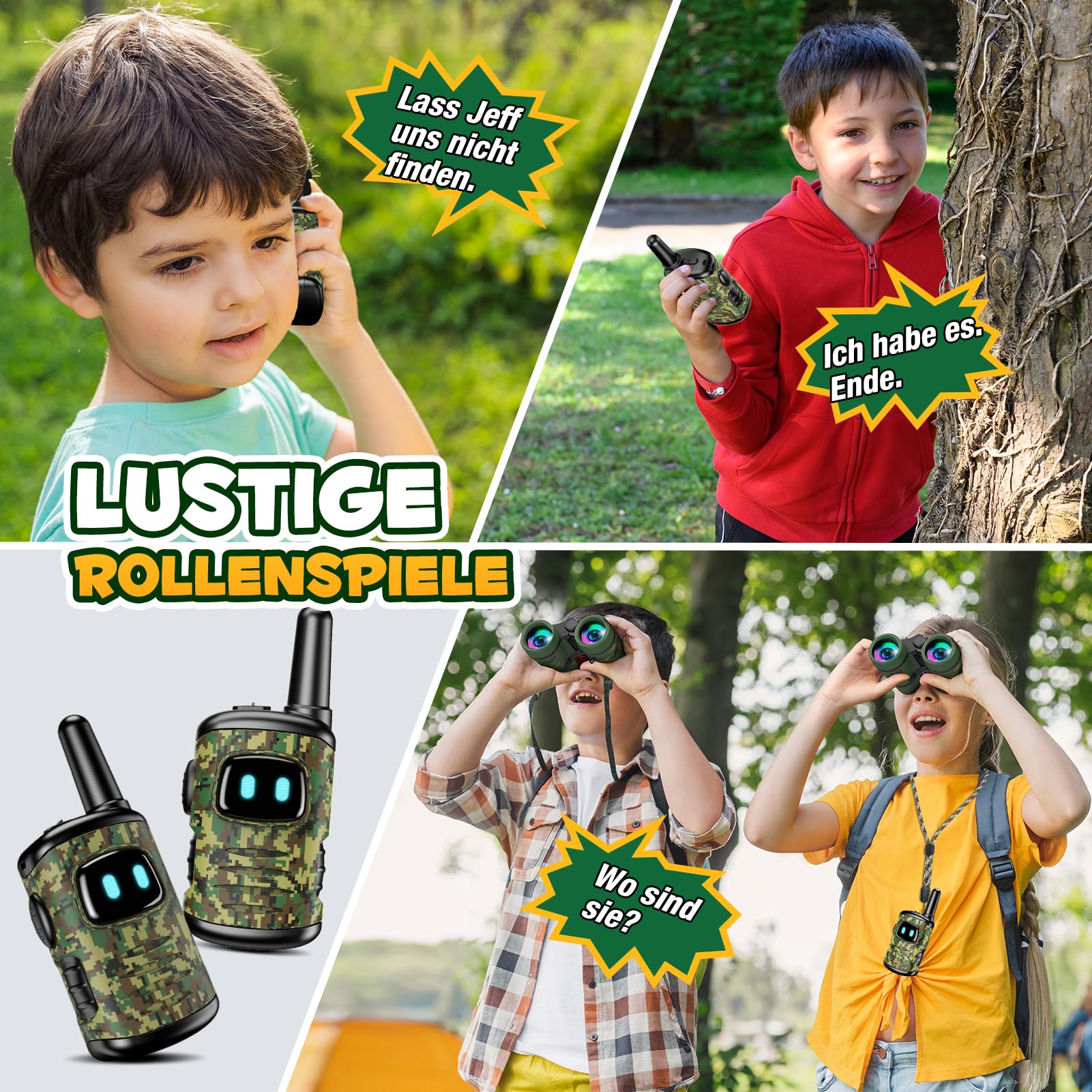 Dislocati Kinder Outdoor Spielzeug ab 3-9 Jahre - Walkie Talkie, Fernglas, Garten Spielzeug, Draußen Spiele, Ostergeschenke für Jungen & Mädchen