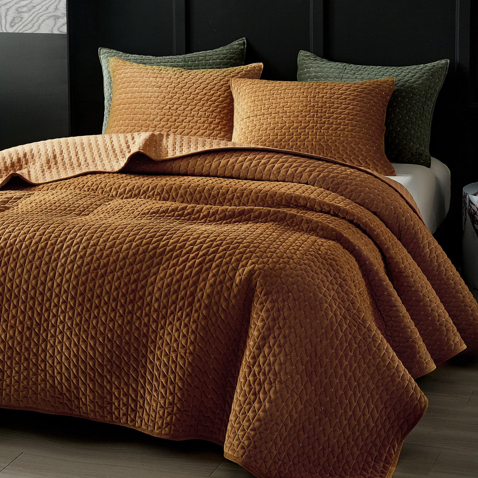 King Size Linen Cotton Quilt Set – 3-Piece Lightweight Bedspread With Pillow Shams | Soft, Breathable & All-Season Comfort In Khaki