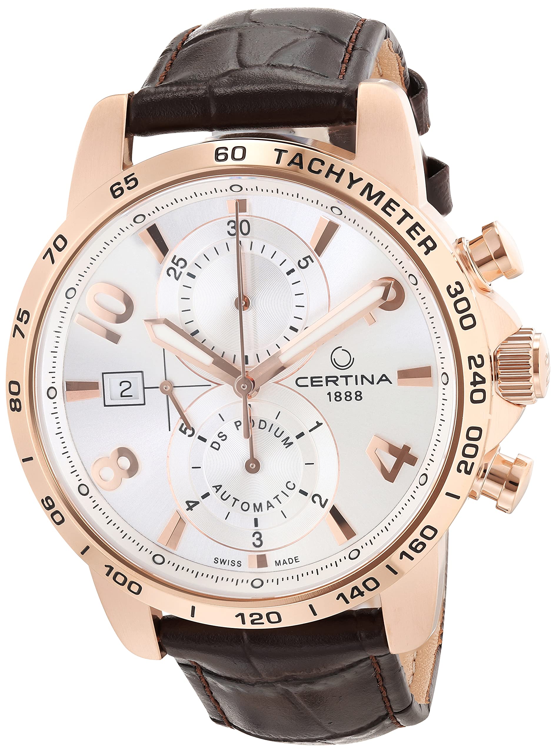 CertinaMens, DS PODIUM, Stainless Steel, Swiss Automatic, Sport Watch, C0344273603700, Brown