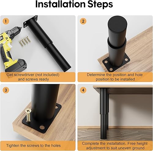 Miniatura 4 de Wlrcwdttc - Patas de muebles ajustables de metal de 512 a 945 pulgadas patas de sofá patas de gabinete altura ajustable patas de soporte de repuesto