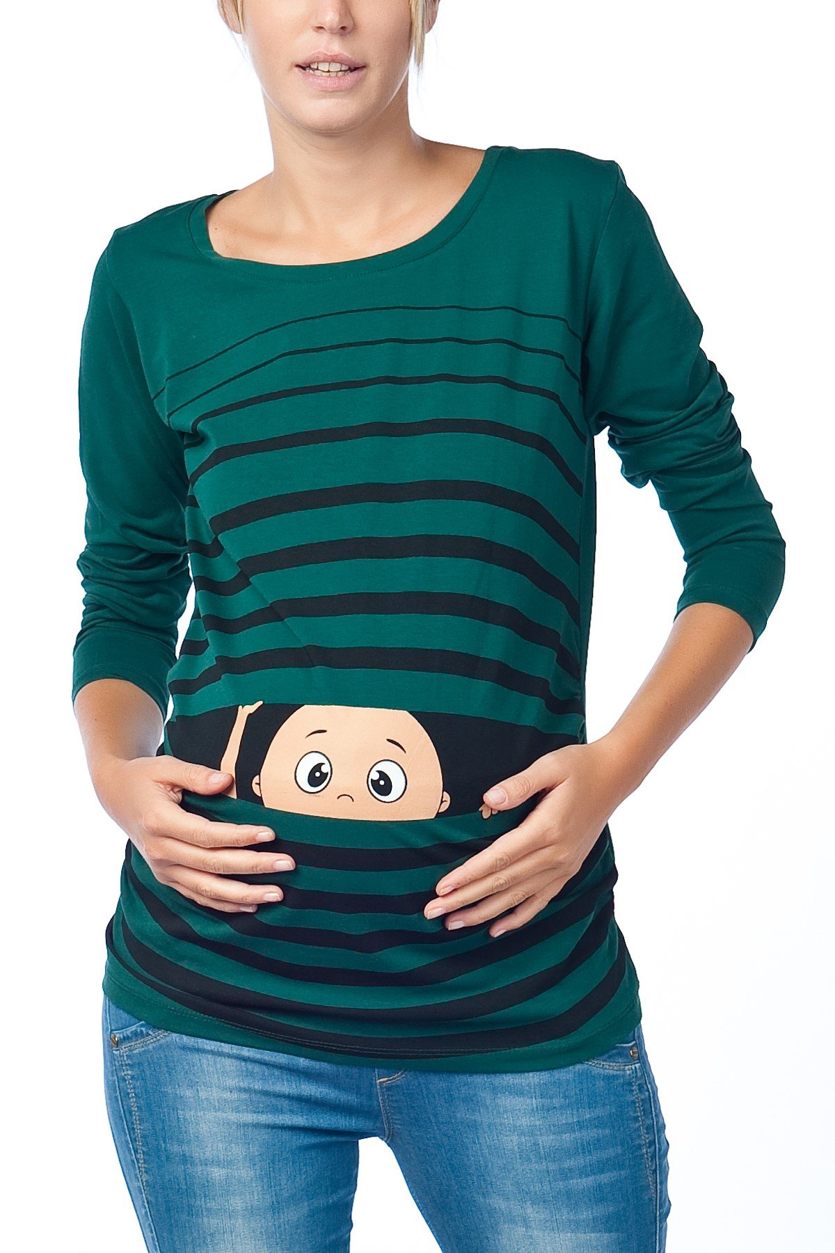 Vêtement de Maternité Humoristique T-Shirt Mignon à Motifs Cadeau pour Grossesse Femme Humour Tee Haut Vetement de Maternite à Manches Longues
