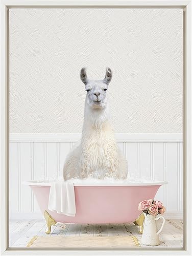 Miniatura 2 de Kate and Laurel Sylvie - Lienzo enmarcado con diseño de llama en casa de campo, arte de pared de baño de rosas por Amy Peterson Art Studio, 18 x 24