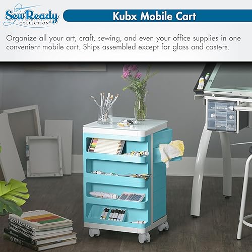 Miniatura 10 de SD STUDIO DESIGNS Kubx - Organizador de almacenamiento móvil giratorio de 4 lados con tapa de cristal, múltiples compartimentos