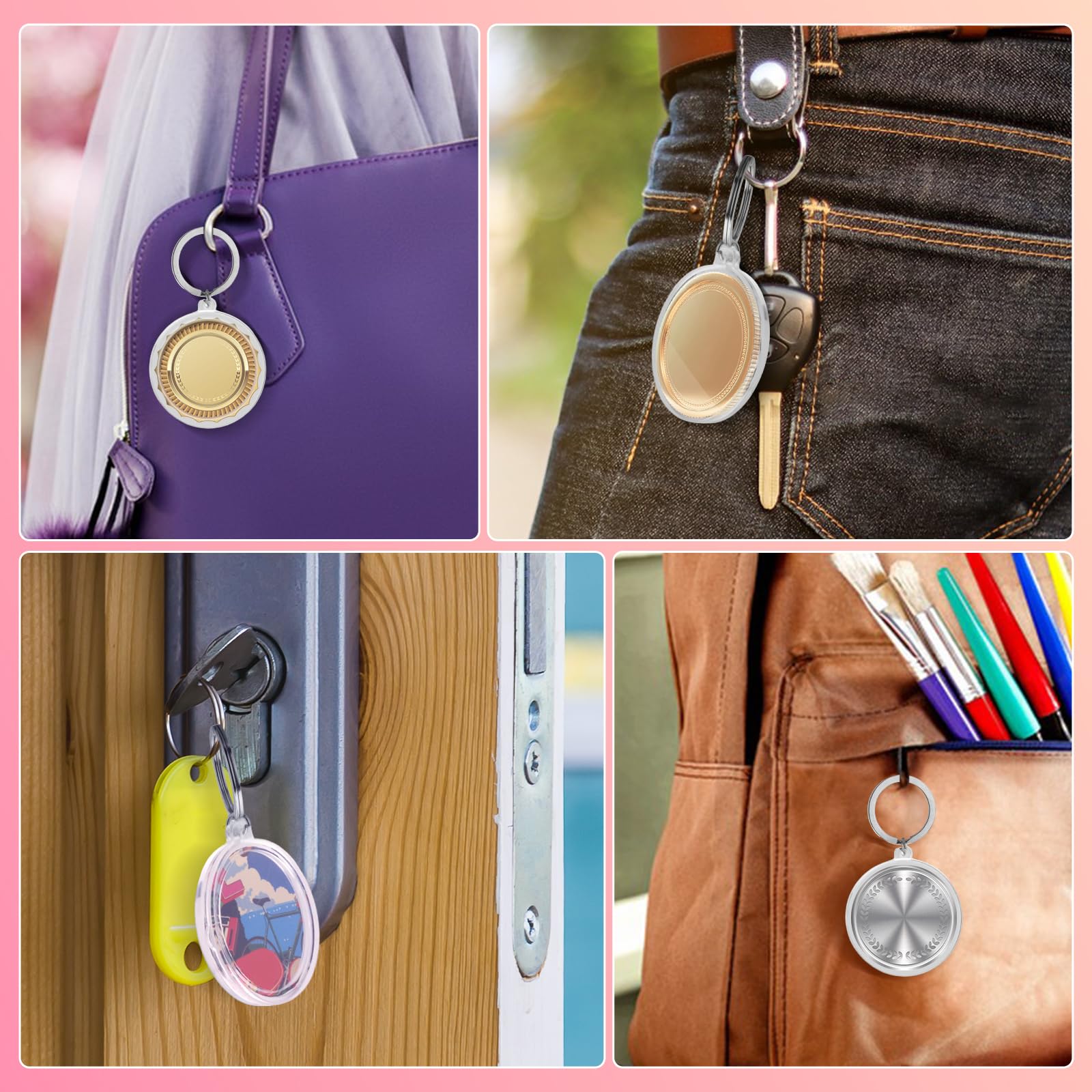 aeso 40mmコインホルダーキーチェーンラウンドシルバープラスチック - スタイル-1