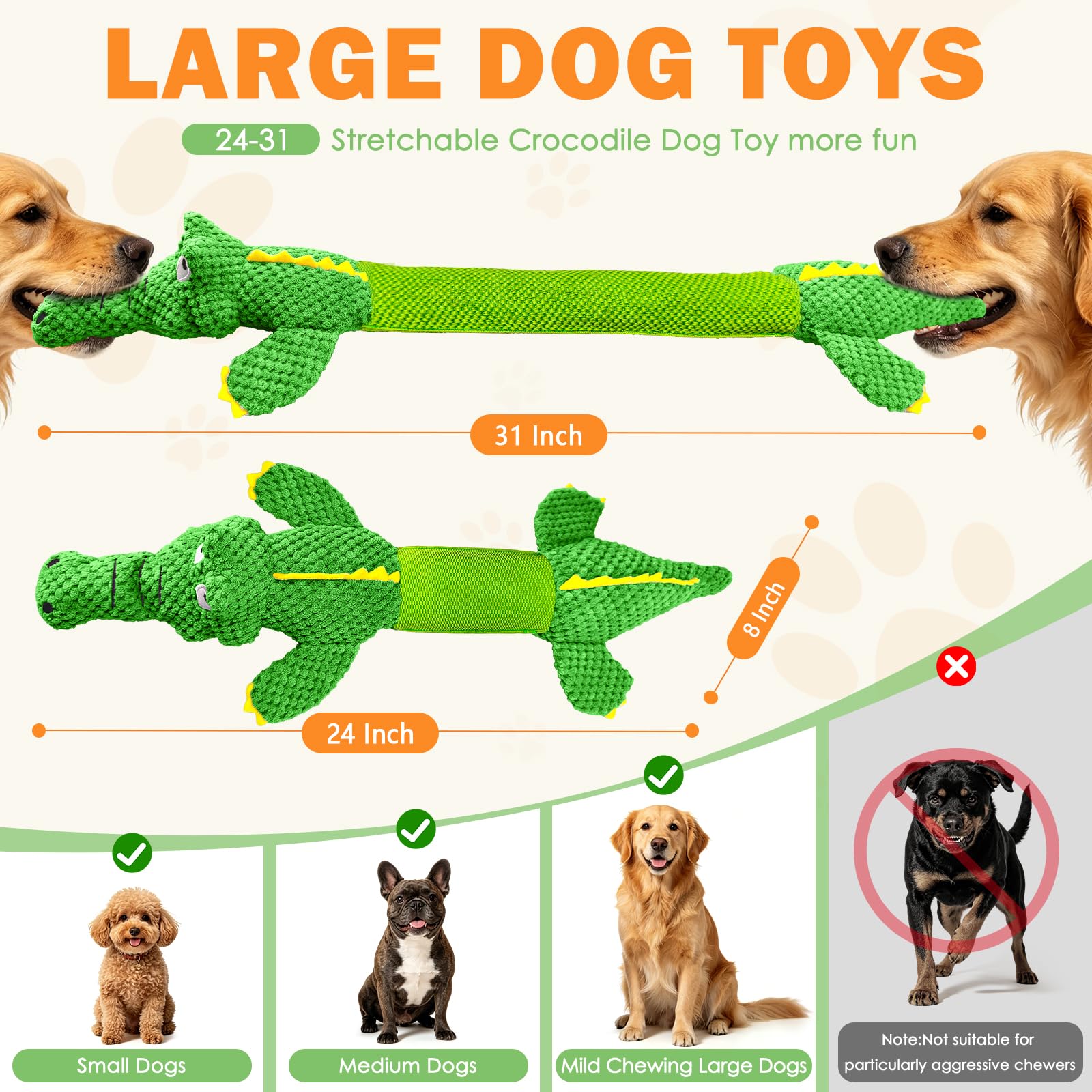 WOWBALA Hundespielzeug, Hundespielzeug Große Hunde Quietschendes Hundespielzeug Interaktives Kauspielzeug Robuster Plüsch Spielzeug Kuscheltier Hund