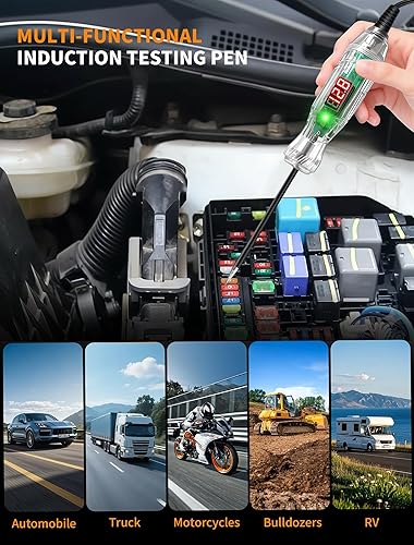 Miniatura 6 de Luz de prueba automotriz, probador de voltaje LED digital de 3 a 70 V, probador de circuito automático con voltímetro, indicador de polaridad dual e