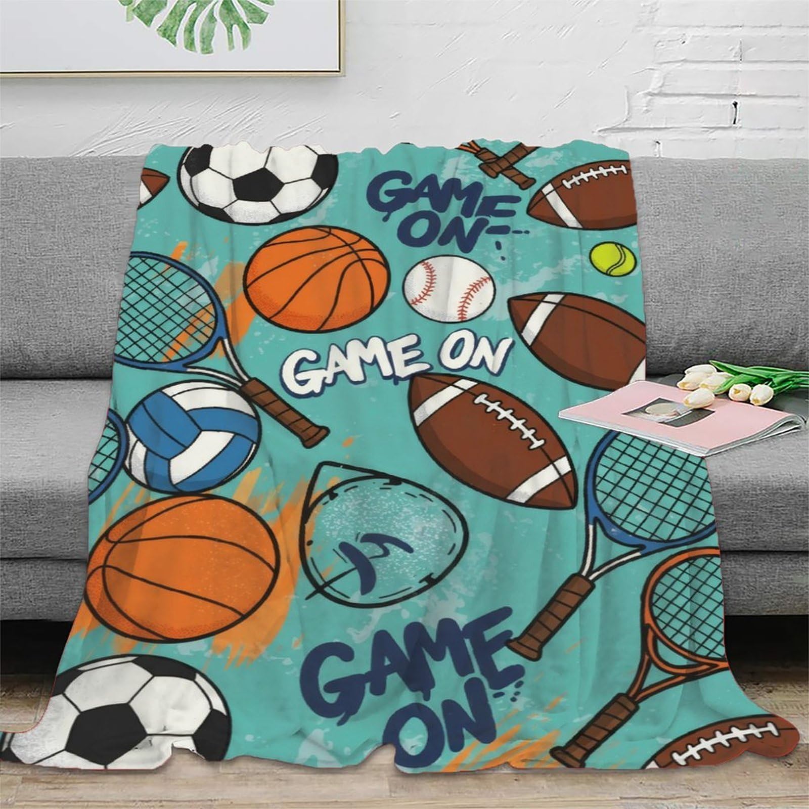 Plaid sport 3D en microfibre 150x200cm pour salon et étudiants