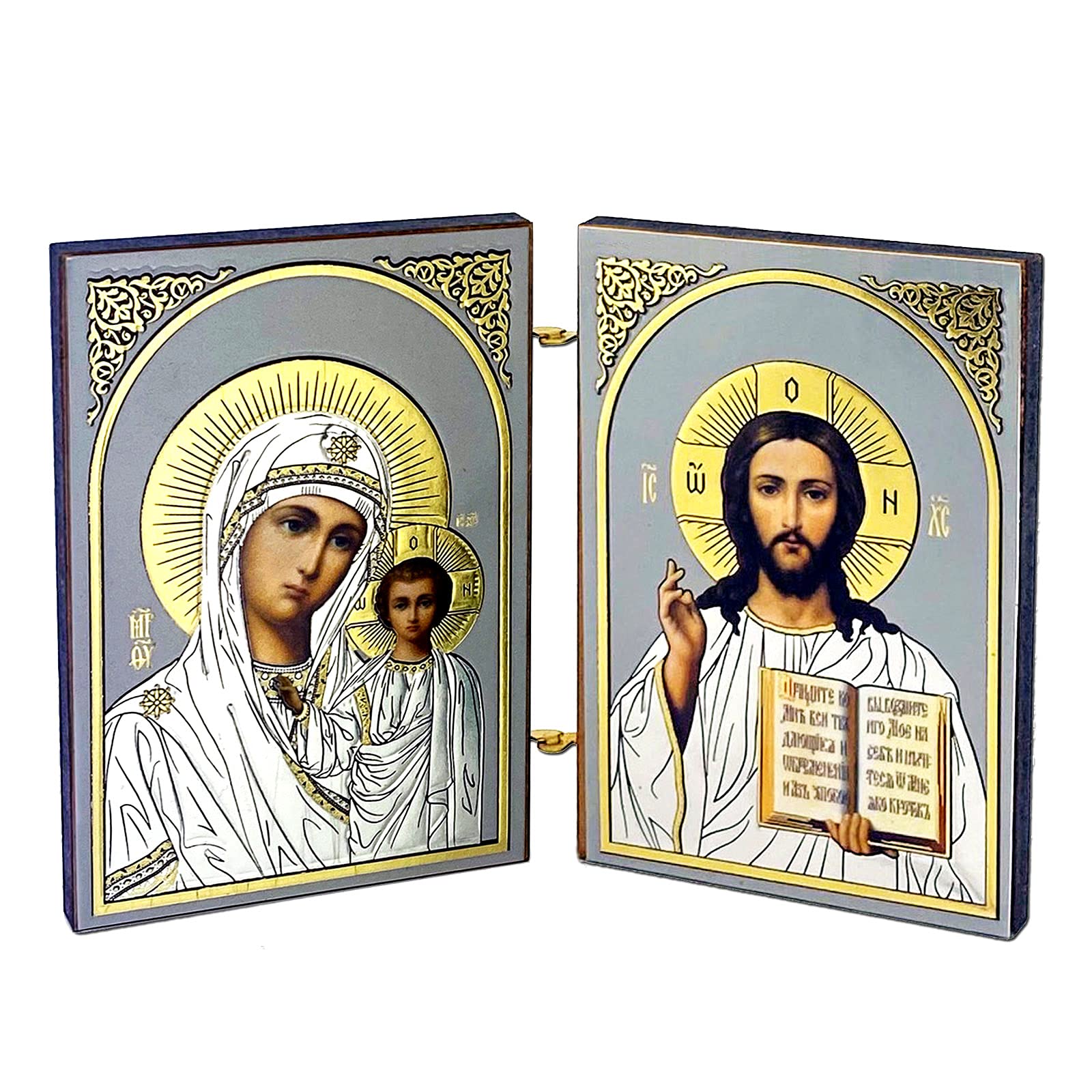 Christliche Ikone Mariä Verkündigung - Byzantinische Holzikone Aus Griechenland 9,7x13,5cm - Religiöse Wanddekoration