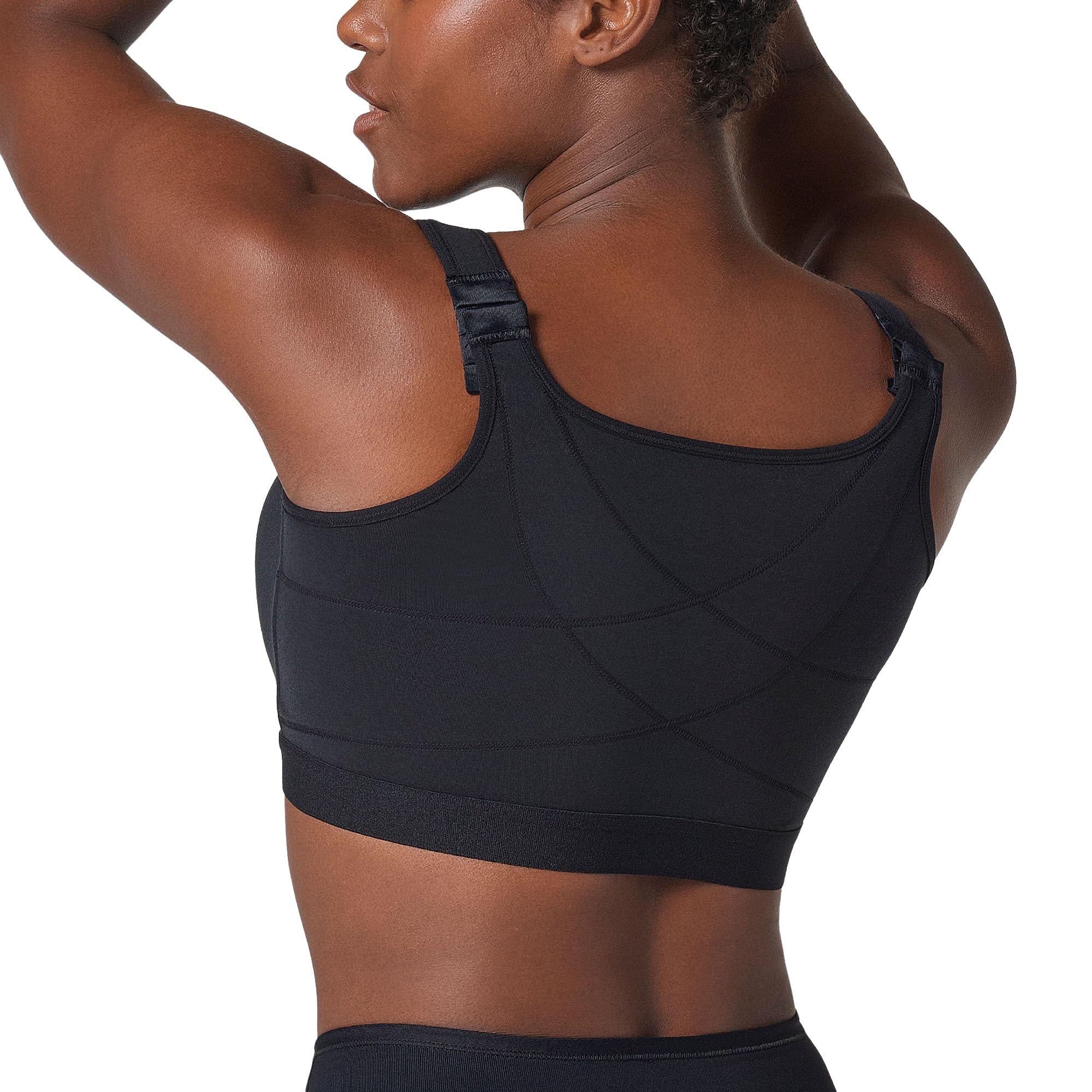 Leonisa Women's 700 - Black All-In-One - Stretch Cotton Wireless Posture Corrector Bra