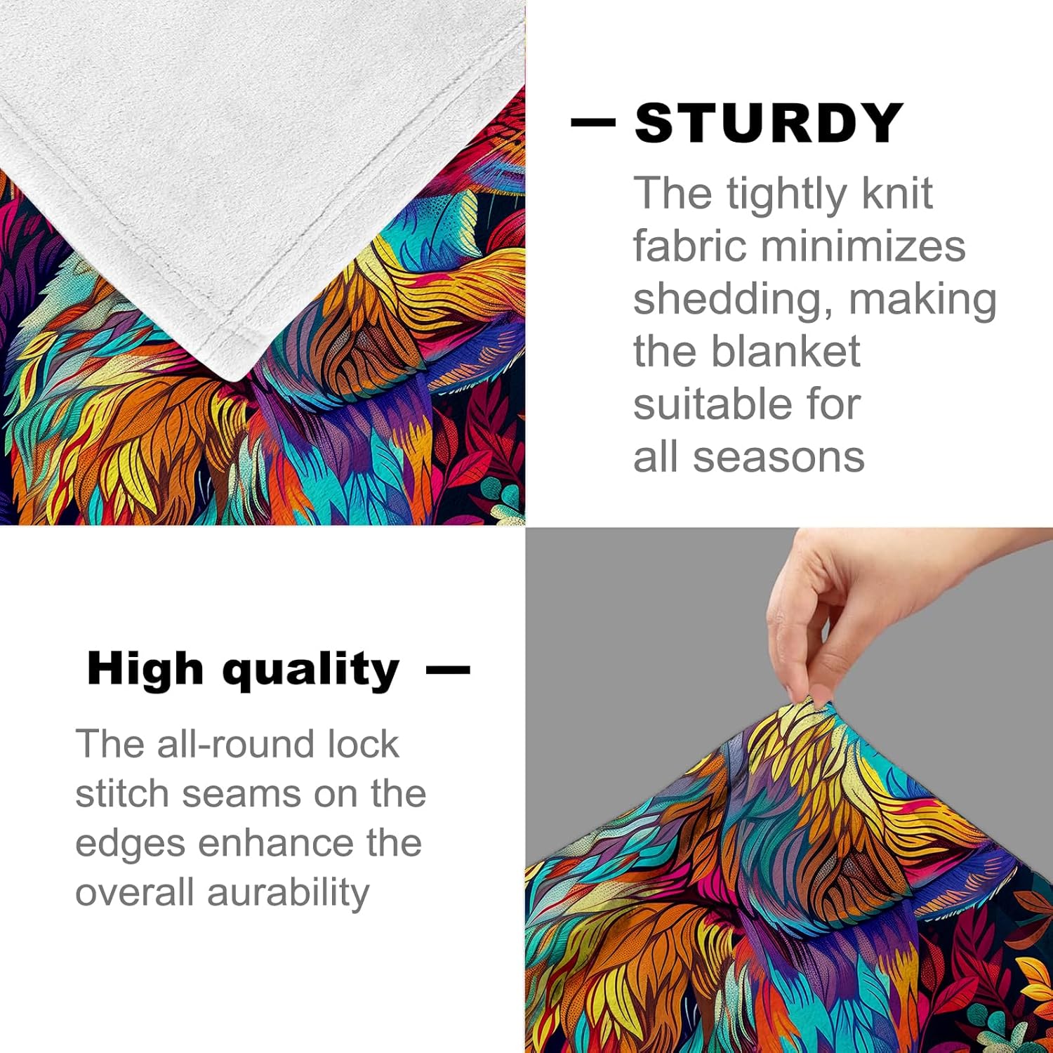 Squirrel Blanket for Kids Adults, Flannel Squirrel Blankets Gifts, Colorful Squirrel Throw Blanket for Sofa Couch Bed Living Room Soft Warm Cozy Squirrel Decor 60" x 50" - Image 4