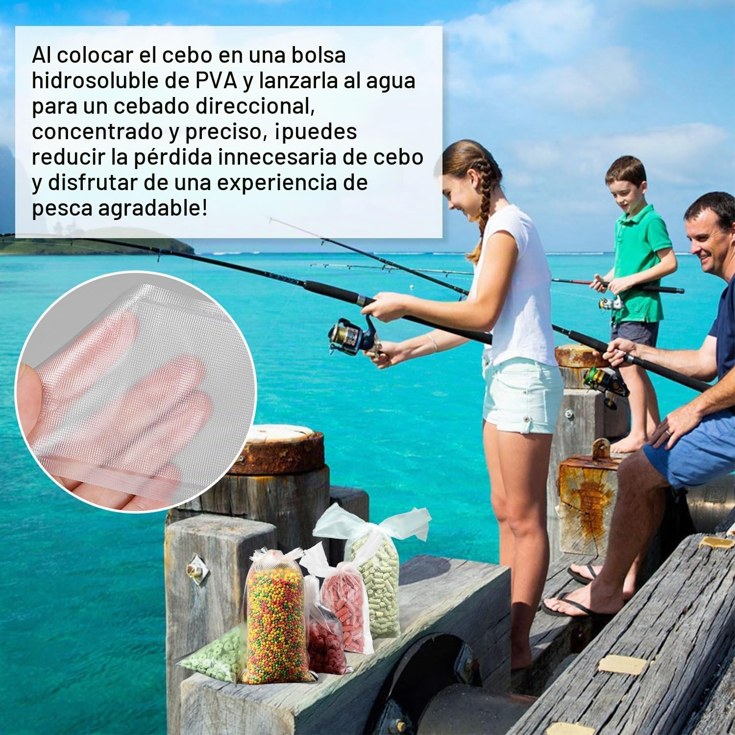 200 Piezas Pesca Carpa Carpfishing Bolsas Pva Bolsa Pva Bolsas+Pva+Carpa Bolsa De Cebo Bolsas Pva Carpfishing Pva Pesca Bolsas de Cebo para Disolver Cebo para Peces, Cebo en Pellets, Cebo para Carpas