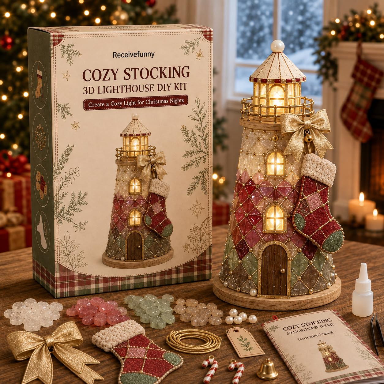 Beginner-Friendly DIY Sea Glass Art Kit Lighted 3D Lighthouse Collection