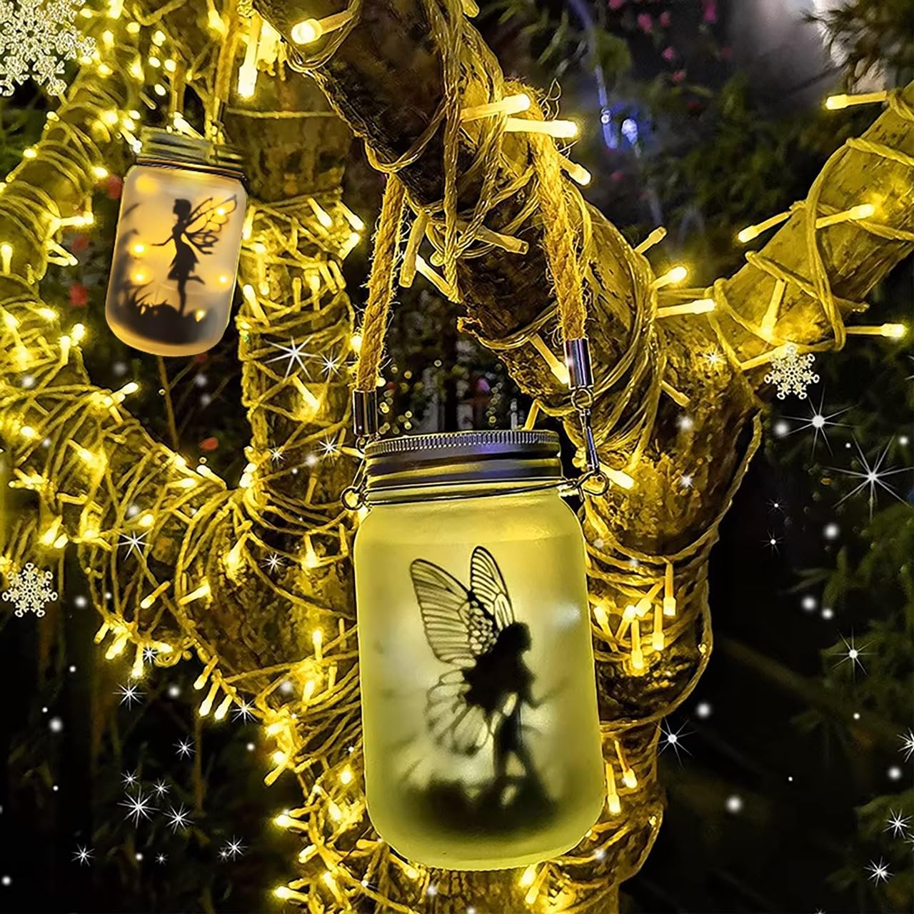 Set of 2 Lantern Solar Fairy Lights, IP65 Waterproof Solar Garden Lights, Decorative Lantern Outdoor Lights Garden Ornaments