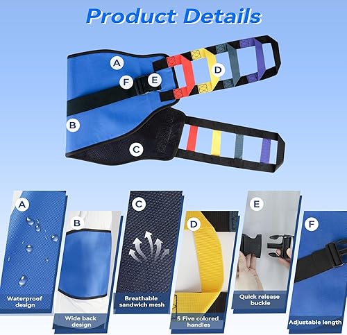 Vista 22 de Cinturones de marcha con eslinga de transferencia, cinturones de transferencia acolchados, cinturón de elevación de pacientes resistente, ayuda