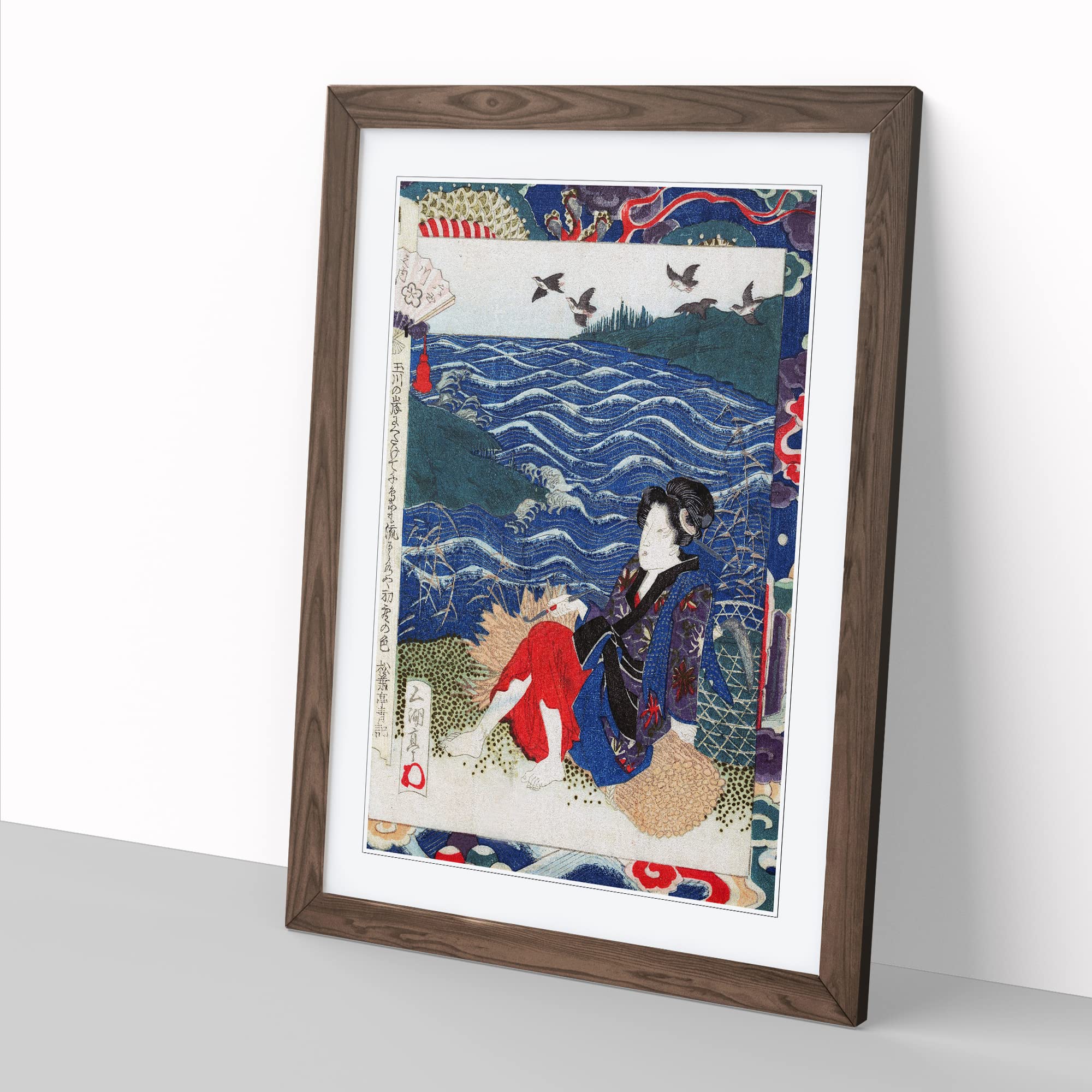 Lady With A Pipe By Yashima Gakutei Asian Japanese Framed Wall Art Print - Image 3