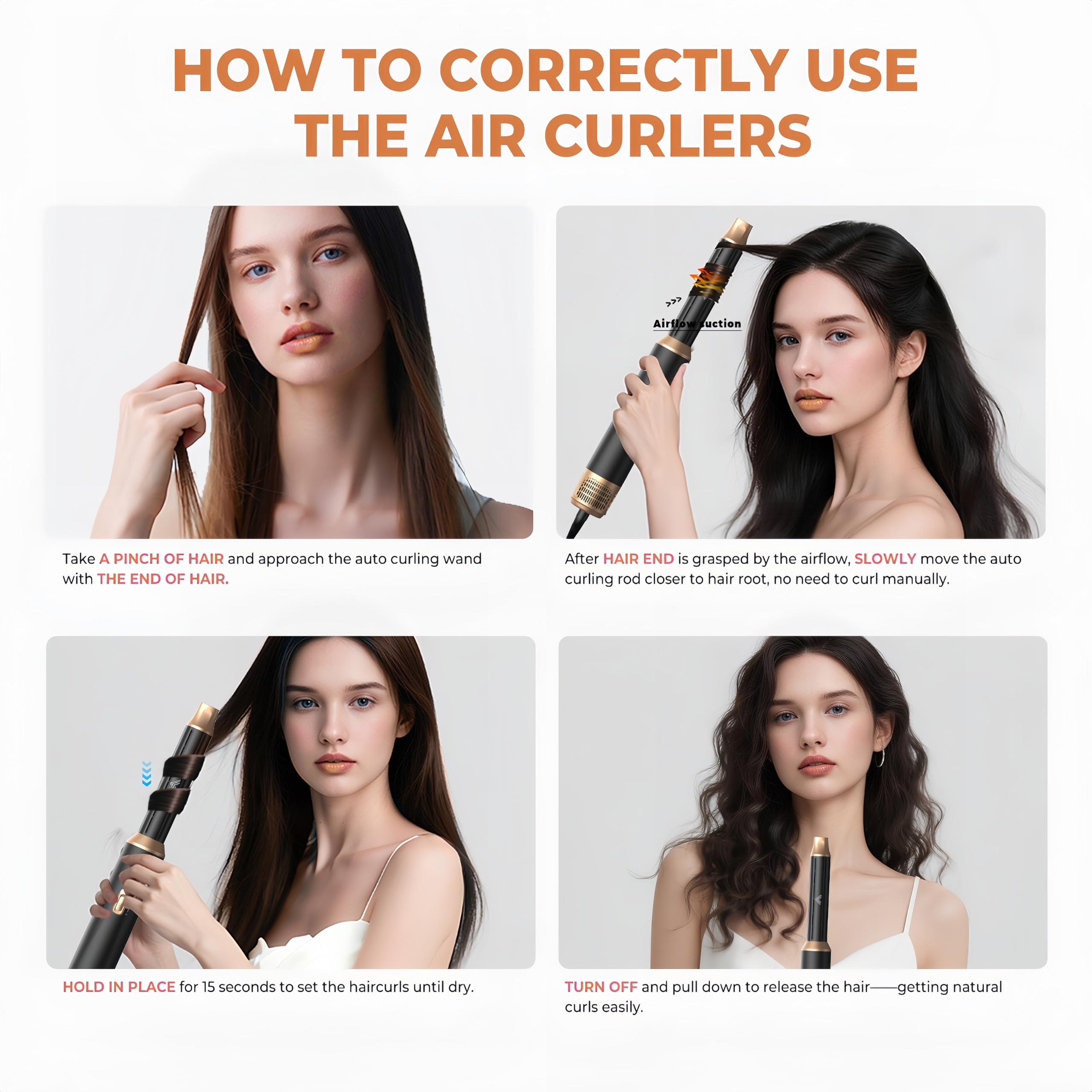 UKLISS Hair Styler 5 in 1 Airstyler Haarstyler Air Lockenstab | Föhn Glättbürste Multistyler Rundbürstenföhn Warmluftbürste Haarstyling Geräte Hair Dryer Geschenke für Frauen, Schwarz