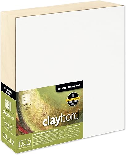 Miniatura 60 de Ampersand Art Supply Panel de pintura de madera: Serie Museo Claybord, 6 "x 6", 3/4 "Perfil acunado Perfil con cuna de 3/4