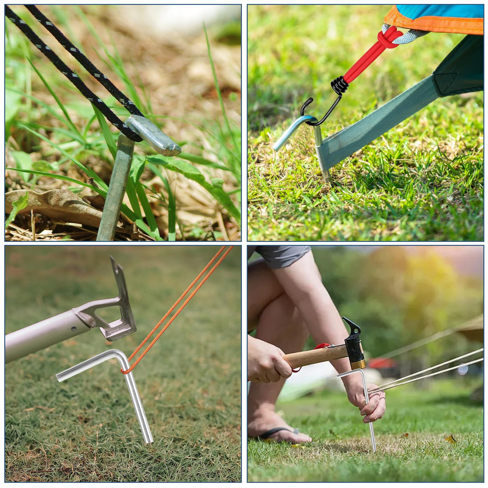 MIVIDE Lot de 100 piquets de tente de 21 cm, piquets de tente en acier galvanisé, piquets de clôture pour camping, abris, bâches, auvents, piquets de décoration de Noël
