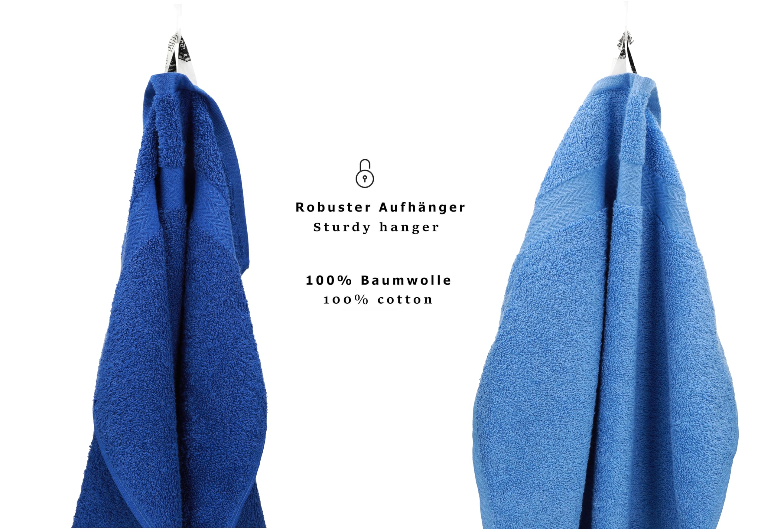 Betz Lot de 10 Serviettes Set de 2 Serviettes, draps de Bain 4 Serviettes de Toilette 2 Serviettes d'invité 2 Gants de Toilette 100% Coton Premium Couleur Bleu Royal, Bleu Clair