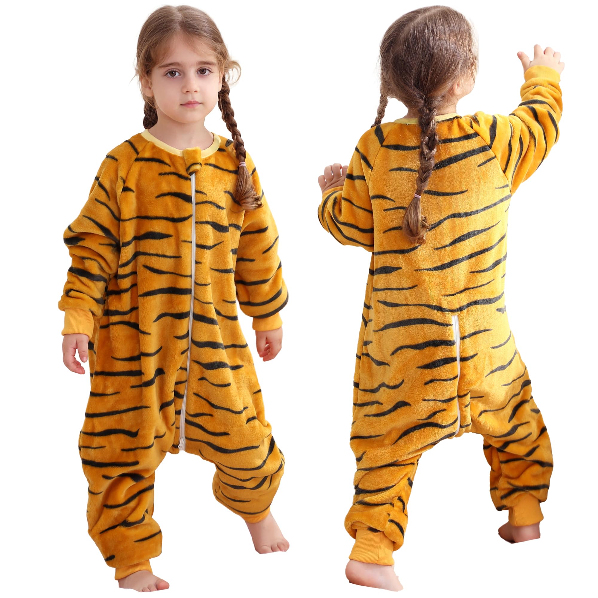 HAHASHOW Flannel Sleeping Bag with Legs for Baby 6-7 Years, Tiger