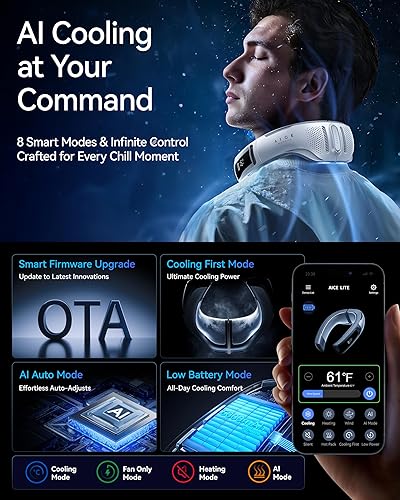 Miniatura 6 de RANVOO AICE LITE Plus 2025 Max Cooling Airflow No.1 más fresco y más duradero Aire acondicionado de cuello, aire acondicionado personal inmersivo