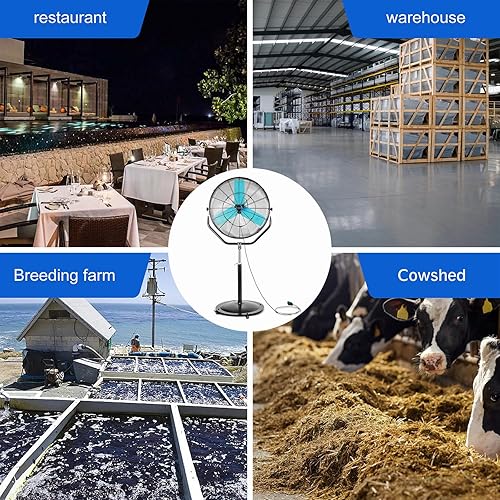 Miniatura 7 de pasapair Ventilador de pedestal industrial de 30 pulgadas para exteriores, ventilador de refrigeración impermeable IPX5 para patios, ventilador