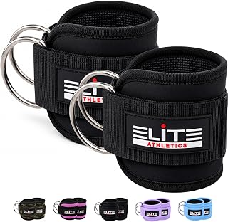 Ankle Straps for Cable Machine (Pair), Adjustable 8mm Neoprene Padded Ankle Cuffs for Glute Kickbacks, Leg Extensions & Lower Body Exercises