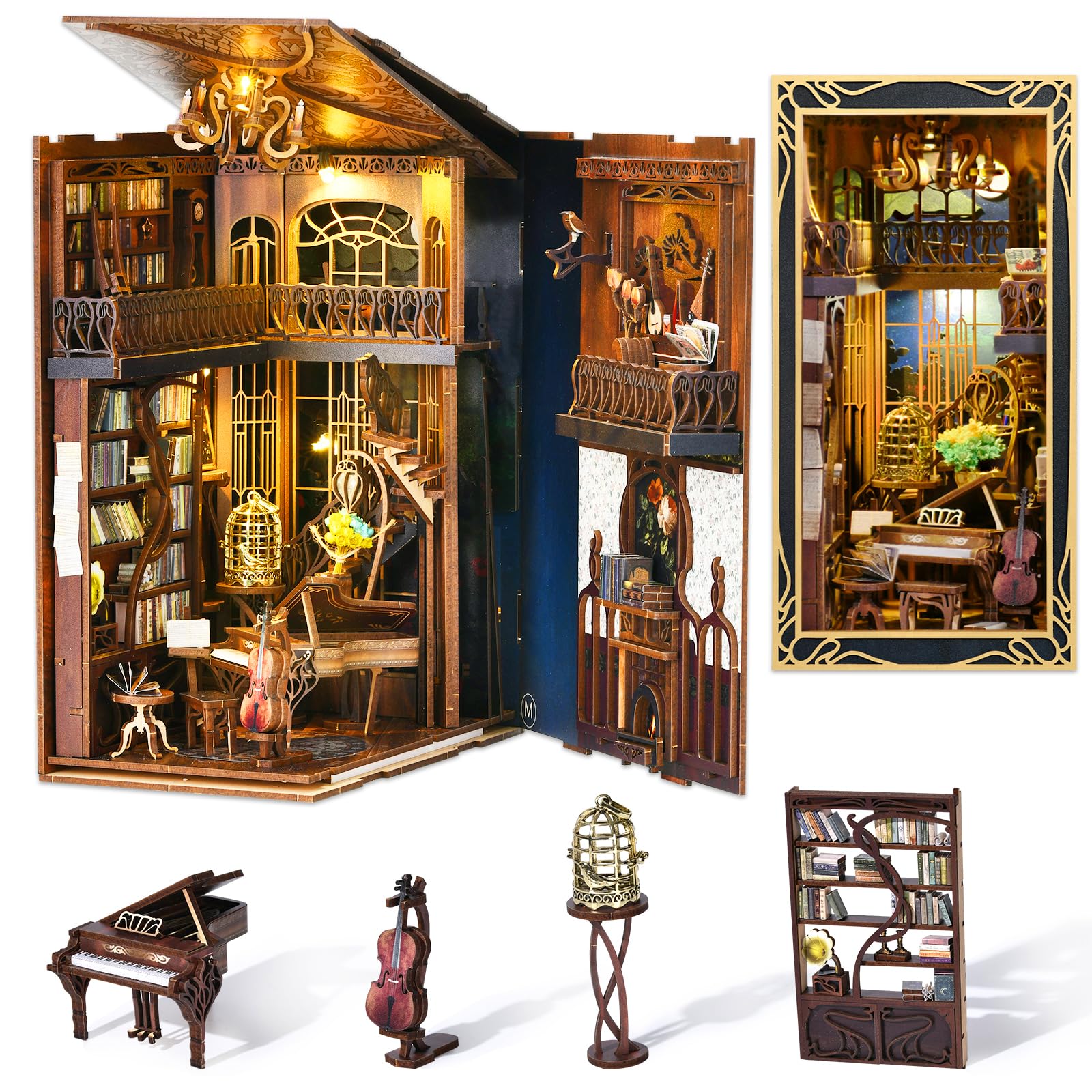 MiniCity Book Nook Kit, DIY Miniature Dollhouse Booknook Kit, 3D