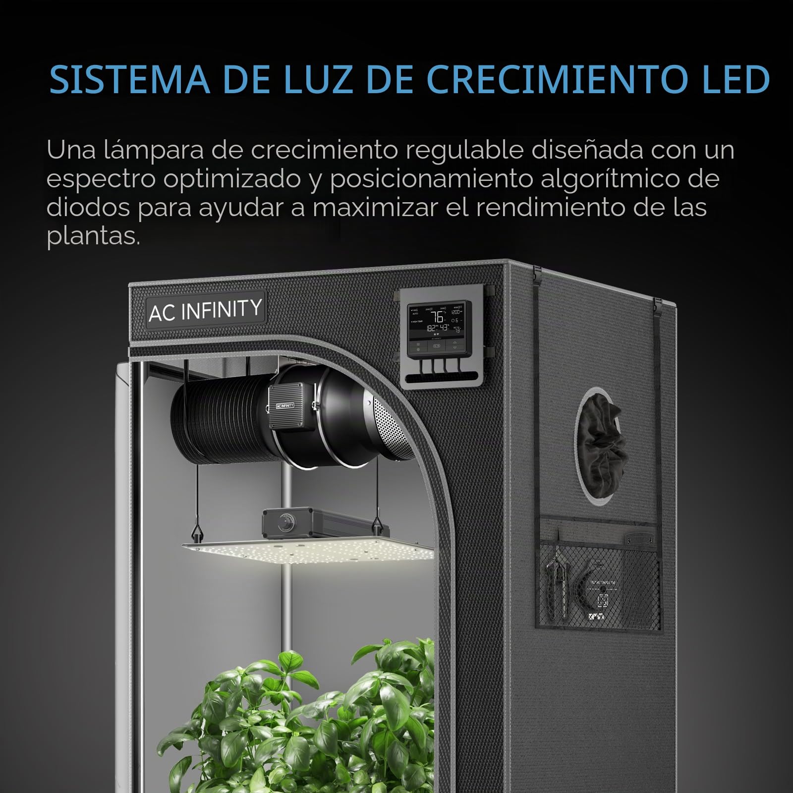 AC Infinity IONBOARD S22, 60x60cm tablero de luz LED de crecimiento con diodos Samsung LM301H, iluminación de espectro completo de penetración más profunda, para plantas de interior floración vegetal