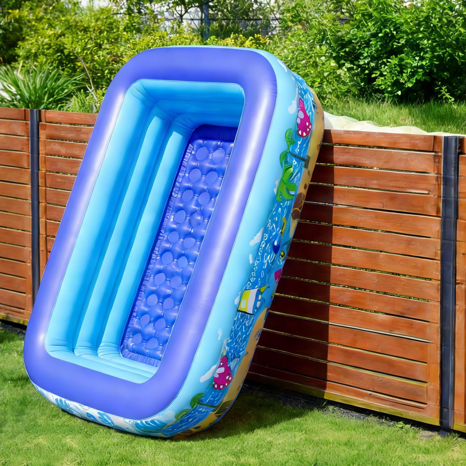 Aufblasbarer Pool 150 x 105 cm, Erweiterter Erholungsbereich für Erwachsene und Haustiere, Sommer-Wasserspiel mit Rutschfester Boden