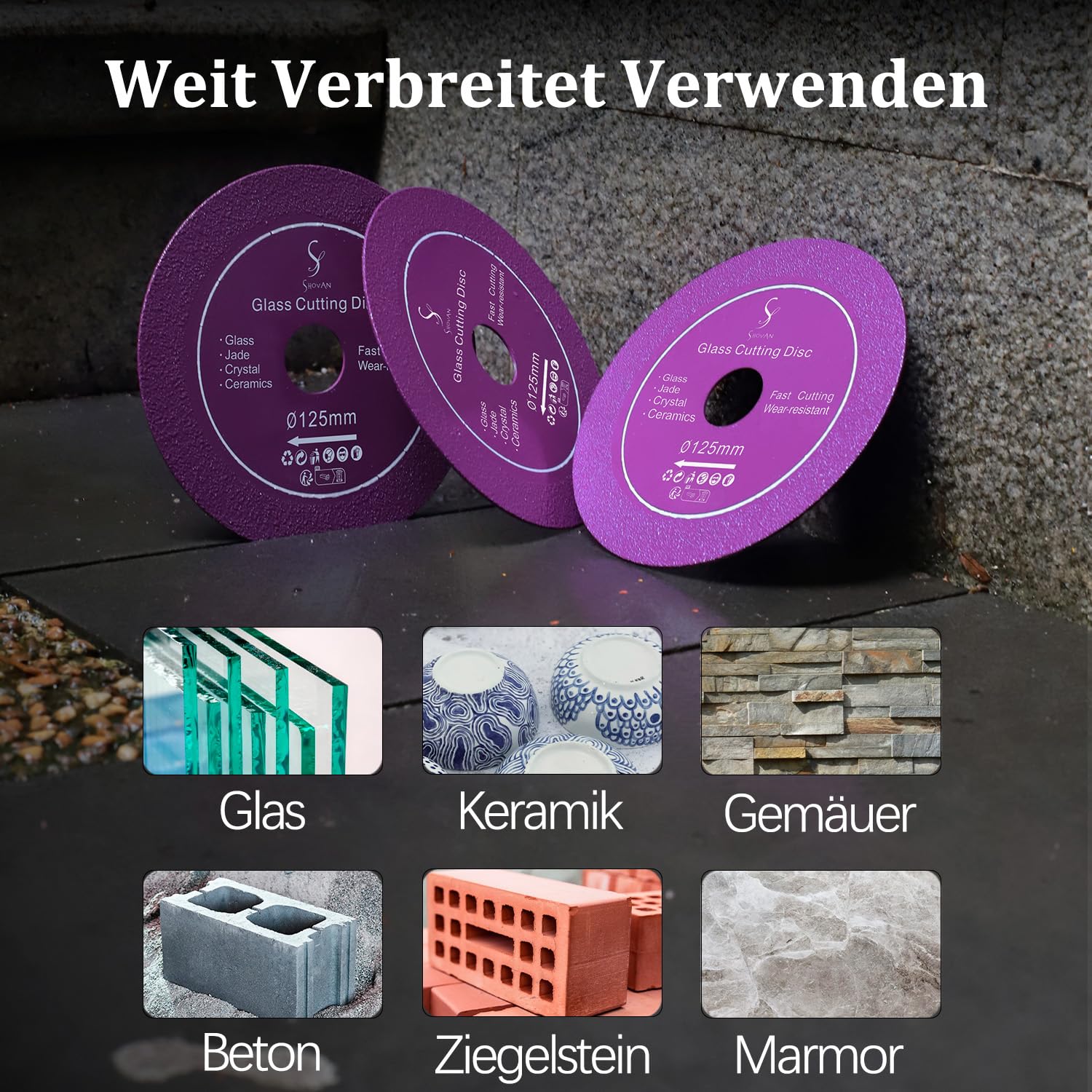 3 sztuki przecinarków do szkła, cienka tarcza diamentowa 125 mm x 22,23 mm, tarcza tnąca do szlifierek kątowych, elastyczne tarcze do grubego szkła, ceramiki, marmuru