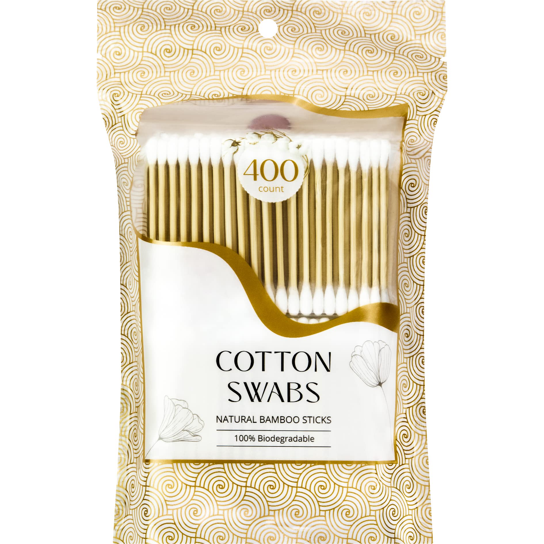 R-NEU 400 Bamboo Cotton Swabs Dual Tipped 3 Inch 100 Biodegradable Natural Cotton Qtips for Ears Makeup Cleaning